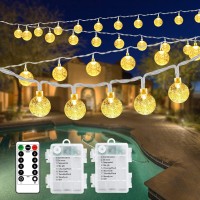 Outdoor String Lights 2 Pack 66Ft 200Led Battery Operated String Lights Waterproof With Remote 8 Modes Indoor Outdoor Hanging L