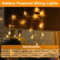 Outdoor String Lights 2 Pack 66Ft 200Led Battery Operated String Lights Waterproof With Remote 8 Modes Indoor Outdoor Hanging L