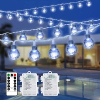 Ryblgled Outdoor String Lights 2 Pack 66Ft 200Led Battery Operated String Lights Waterproof With Remote Cool White 8 Modes Ind