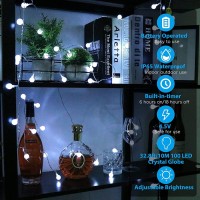 Ryblgled Outdoor String Lights 2 Pack 66Ft 200Led Battery Operated String Lights Waterproof With Remote Cool White 8 Modes Ind