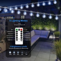 Ryblgled Outdoor String Lights 2 Pack 66Ft 200Led Battery Operated String Lights Waterproof With Remote Cool White 8 Modes Ind