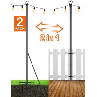 Lopanny String Light Poles - 2 Pack 9.8Ft Light Poles For Outside String Lights Hanging - Backyard, Garden, Patio, Deck Lighting Stand For Parties, Wedding