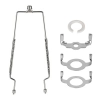 8 9 10 11 12 Inch Lamp Shade Harp Holder, Alucset Adjustable Lamp Harp Kit, Fit Both Standard Lamp Rod And E14 E26 E27 Light Base Uno Fitter Adapter Converter Finial Set, Lampshade Bracket (Silver)