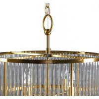 20 Inch Round 8 Light Chandelier, Crystal Rods, Gold, Clear Glass