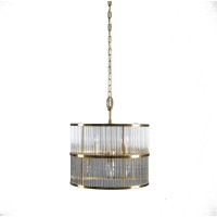 20 Inch Round 8 Light Chandelier, Crystal Rods, Gold, Clear Glass