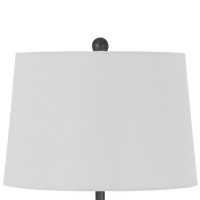 26 Inch Adjustable Metal Table Lamp With Latch, Heather Gray