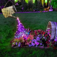 Vookry Solar Watering Can With Lights, Purple Led Twinkle Lights Hanging Solar Lanterns Waterproof Decorations Outdoor Garden Decor For Yard Porch Lawn Pathway Patio Outside Gardening Christmas Gifts