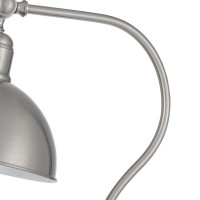 25 Inch Metal Curved Desk Lamp, Adjustable Dome Shade, Silver