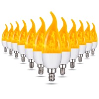 Ladiwanka E12 Led Candelabra Flame Light Bulbs For Outdoor Use 3 Mode 12 Watt 1800K Warm White Orange Led Flame Bulb Hallowee