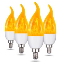 Ladiwanka E12 Led Candelabra Flame Light Bulbs For Outdoor Use 3 Mode 12 Watt 1800K Warm White Orange Led Flame Bulb Hallowee