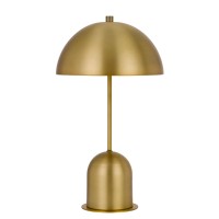 20 Inch Metal Accent Table Lamp With Dome Shade, Brass