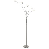 72 Inch Arched Floor Lamp With 5 Branched Led Lights, Silver