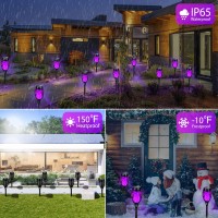 Upgraded Solar Lights Outdoor Waterproof Purple 12 Pack Solar Torch Light With Flickering Flame Mini Solar Outdoor Lights Sola