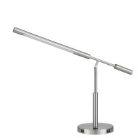 16 Inch Adjustable Led Office Desk Lamp, 2 Usb Ports, Silver