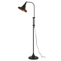 47 Inch Adjustable Metal Floor Lamp And Tapered Shade, Black