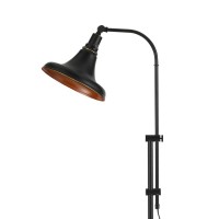 47 Inch Adjustable Metal Floor Lamp And Tapered Shade, Black