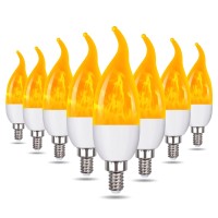 Ladiwanka E12 Led Candelabra Flame Light Bulbs For Outdoor Use 3 Mode 12 Watt 1800K Warm White Orange Led Flame Bulb Hallowee