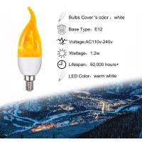 Ladiwanka E12 Led Candelabra Flame Light Bulbs For Outdoor Use 3 Mode 12 Watt 1800K Warm White Orange Led Flame Bulb Hallowee