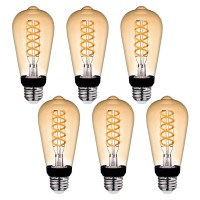 Myemitting St19/St58 Led Edison Bulbs Antique Led Filament Bulbs 2700K Warm White 6W Equivalent 60W Dimmable 600Lm With 80+ Cri Amber Glass E26 Base 6 Pack Visit The Store