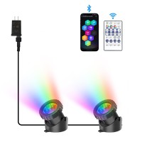 Crepow Rgb Underwater Pond Lights Super Bright Led Submersible Fountain Lights Colored Landscape Spotlights Bluetooth App Cont