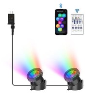 Crepow Rgb Underwater Pond Lights Super Bright Led Submersible Fountain Lights Colored Landscape Spotlights Bluetooth App Cont