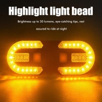 SpecificationMaterial absColour BlackUnilateral light size 62cm47cm25cmLamp wick 30yellow LED8red LEDMode left turn signal light right turn signal light yellow light red light flashingBattery 600mAhBattery life 5 hours Package Contents1Detachable Tail Lig