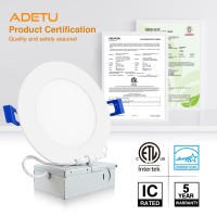 Adetu 12 Pack 4 Inch Ultra-Thin Led Recessed Ceiling Light With Junction Box Recessed Lighting 5000K Daylight, 9W 80W Eqv, Dimmable Can-Killer Downlight - Etl And Energy Star Certified