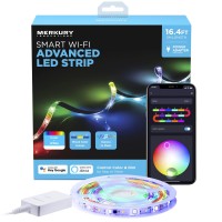 Merkury Innovations Indoor Outdoor Rgbic Smart Wifi Led Strip - Voice Control And Music Sync 16.4 Ft