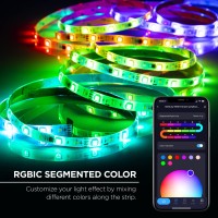 Merkury Innovations Indoor Outdoor Rgbic Smart Wifi Led Strip - Voice Control And Music Sync 16.4 Ft