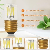 Hmyyjt Refrigerator Light Bulb, Led 6W Kitchen Bulbs, T10 Clear Glass, E26 Edison Base, 5000K Daylight White 700 Lm, 100-265V Non-Dimmable No Strobe 6W(60W Halogen Equivalent)-4 Bulbs