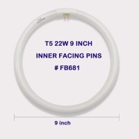 9 Inch (Fb681) T5 Circular Bulb Replacement For Zadro Gla, Glaw, Slwr, Slvr Makeup Mirror,22W Fluorescent Bulb,G10Q 4 Pin Inward, 6500K Daylight Fluorescent Lamp