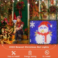 Hezbjiti Christmas Net Lights Snowman Decorations Outdoor 320Led 4.26Ft X 3.94Ft Waterproof Led Mesh Lights For Yard Porch Balcony Decor