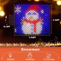 Hezbjiti Christmas Net Lights Snowman Decorations Outdoor 320Led 4.26Ft X 3.94Ft Waterproof Led Mesh Lights For Yard Porch Balcony Decor