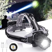 Rechargeable Headlamp, 120000 High Lumen Super Bright Headlamp For Adults, 4 Modes, Zoomable, Digital Power Display, Ipx6 Waterproof Headlamp With Red Light For Hunting Camping Hunting Adventures