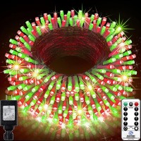 Knonew 403Ft 1000 Led String Lights Outdoor Christmas Lights 8 Modes & Timer Fairy Light Plug In Waterproof Led String Lights For Xmas Yard Tree Wedding Party Holiday Decorations (Red And Green)