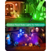 Edishine Halloween Spotlights Outdoor With 6Ft Cord 120V Weatherproof Outdoor Flood Stake Lights E26 Base Par38 Bulb Plug In F