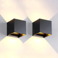 Mille Lucciole 2 Pack Led Outdoor Wall Lights Exteriorinterior Up And Down Lights Ip65 Waterproof Wall Sconces Square Aluminu