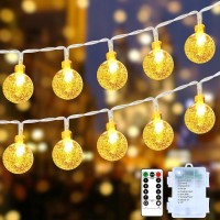 Mdedl Battery Operated String Lights Outdoor Indoor, 39Ft 80Led Waterproof Crystal Mini Globe Fairy String Lights Christmas Decorative Lights With Remote Timer For Bedroom Patio Garden Canopy