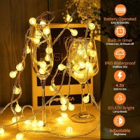 Mdedl Battery Operated String Lights Outdoor Indoor, 39Ft 80Led Waterproof Crystal Mini Globe Fairy String Lights Christmas Decorative Lights With Remote Timer For Bedroom Patio Garden Canopy