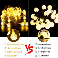 Mdedl Battery Operated String Lights Outdoor Indoor, 39Ft 80Led Waterproof Crystal Mini Globe Fairy String Lights Christmas Decorative Lights With Remote Timer For Bedroom Patio Garden Canopy