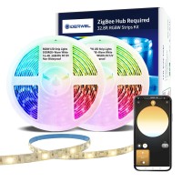 Giderwel 328Ft Zigbee Rgbw Led Strip Lights Smart Dimmable Kit With Zigbee 30 Controllerwork With Hub Bridge Echo Plus For Ap