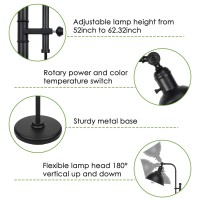 Coucrek Black Floor Lamp, 3 Color Temperature Industrial Floor Lamps, Adjustable Height & Head Standing Reading Lamp, Farmhouse Floor Lamp For Living Room, Bedroom, Office