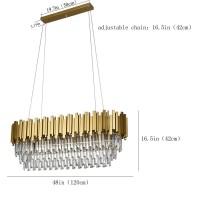 Afficat 13 Lights Gold Rectangle Crystal Chandelier Lighting,Hanging Light Fixtures,K9 Crystal Pendant Light For Dining Room,Kitchen Island, Living Room E12 Bulb Required (L48''-13 Lights)