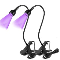 3W Uv Led Desk Light,Flexible Gooseneck And Clamp Mini Desk Light With Switch,Portable Glue Curing Lamp Light For Mobile Repair-2 Pack(Black)