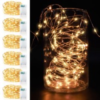 Turnmeon 6 Set Christmas Fairy Lights With Timer, Total 120 Led Warm White Battery Powered Copper Wire Fairy Lights, Christmas Decoration Outside Yard Party Home Indoor Outdoor, 6.5 Ft 20 Led Each