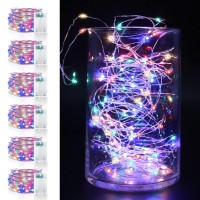 Turnmeon 6 Set Christmas Fairy Lights With Timer, Total 120 Led Colorful Battery Powered Copper Wire Fairy Lights, Christmas Decoration Outside Yard Party Home Indoor Outdoor, 6.5 Ft 20 Led Each