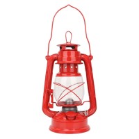 Vintage Oil Lamp, Storm Wick Metal Kerosene Lamp Large Capacity Portable Burning Lantern Light For Camping Hiking Outdoor Patio Decoration(Red)