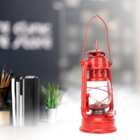 Vintage Oil Lamp, Storm Wick Metal Kerosene Lamp Large Capacity Portable Burning Lantern Light For Camping Hiking Outdoor Patio Decoration(Red)