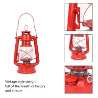 Vintage Oil Lamp, Storm Wick Metal Kerosene Lamp Large Capacity Portable Burning Lantern Light For Camping Hiking Outdoor Patio Decoration(Red)