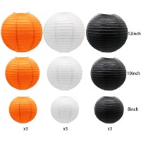 Paper Lanterns Decorative Round Hanging Lantern For Halloween Thanksgiving Graduation Birthday Party Decorations Blackorange